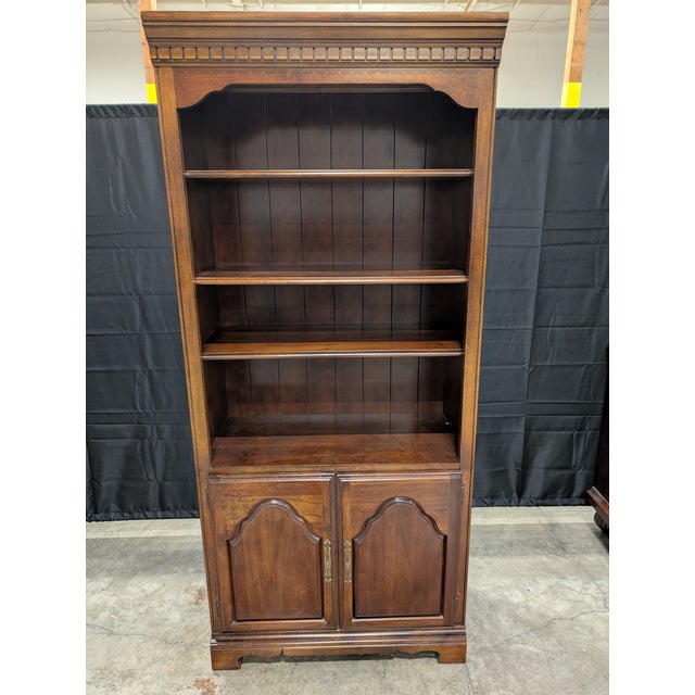 Wood 1970s Attributed Hooker Furniture Dark Wood Display Cabinet With Lower Storage For Sale - Image 7 of 7