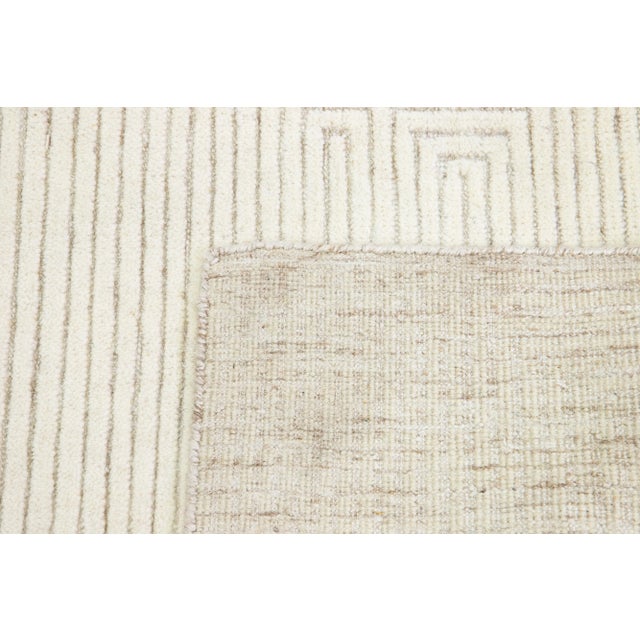 Modern Geometric Moroccan Style Wool Rug in Ivory For Sale - Image 9 of 9