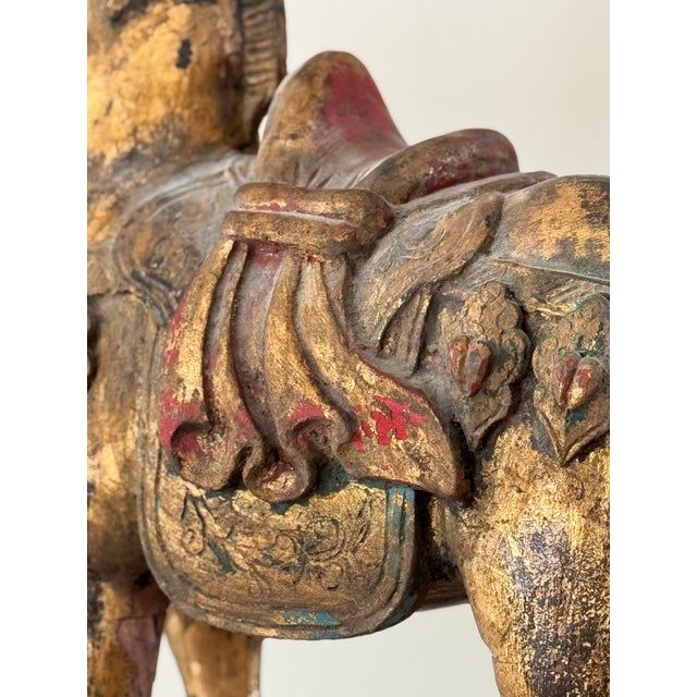 Late 19th Century Chinese Carved, Gilt and Polychrome Wooden Horse For Sale - Image 11 of 15