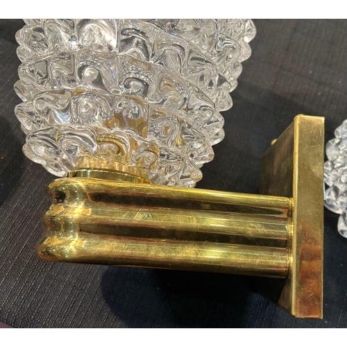 Brass and Glass Murano Wall Sconces, 1980, Set of 2 For Sale - Image 6 of 14