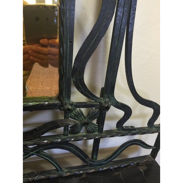 Metal Antique French Art Nouveau (Circa 1895-1910)Wrought Iron Hall Console With Mirror Attributed to Edgar Brandt For Sale - Image 7 of 12