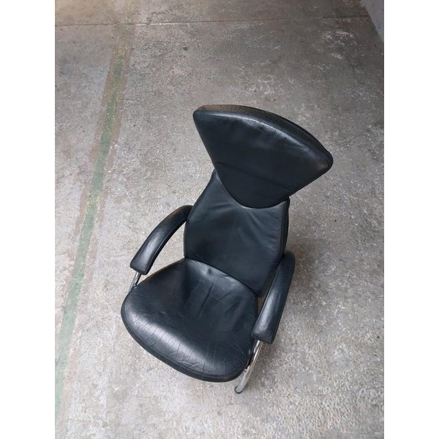 Black Leather Chrome Armchair, 1980s For Sale - Image 17 of 18