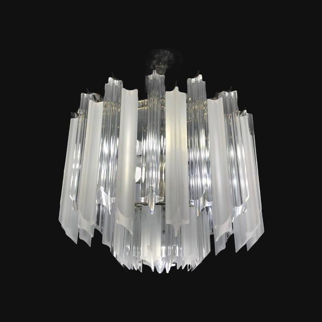 Mid-Century Modern Mid-Century Frosted & Clear Two Tier Lucite Chandelier For Sale - Image 3 of 6