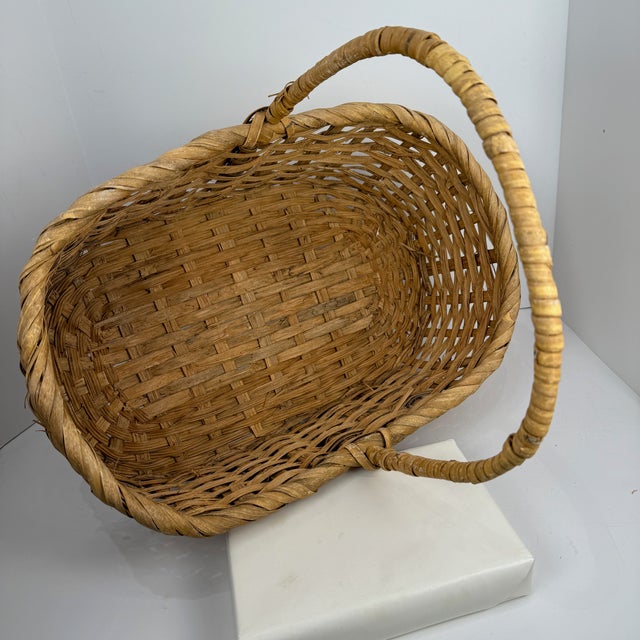 Vintage Oval Split Wood Gathering Basket For Sale - Image 14 of 17