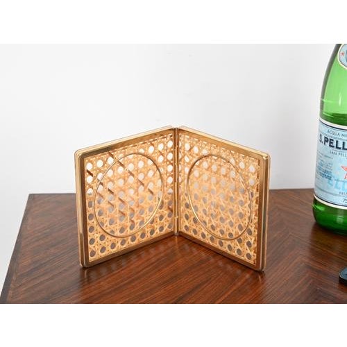 Gold Picture Frame in Brass, Acrylic Glass, and Vienna Straw from Dior, Italy 1970s For Sale - Image 8 of 17