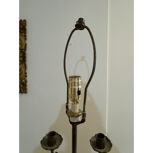 Bronze Antique Louis XVI Style Bronze Candelabra Table, Desk or Bedside Lamp For Sale - Image 8 of 12