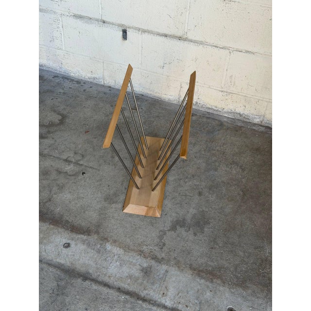 Mid 20th Century Hoigaard Danish Modern Magazine Rack Mid Century Wood & Metal Newspaper Holder For Sale - Image 10 of 10