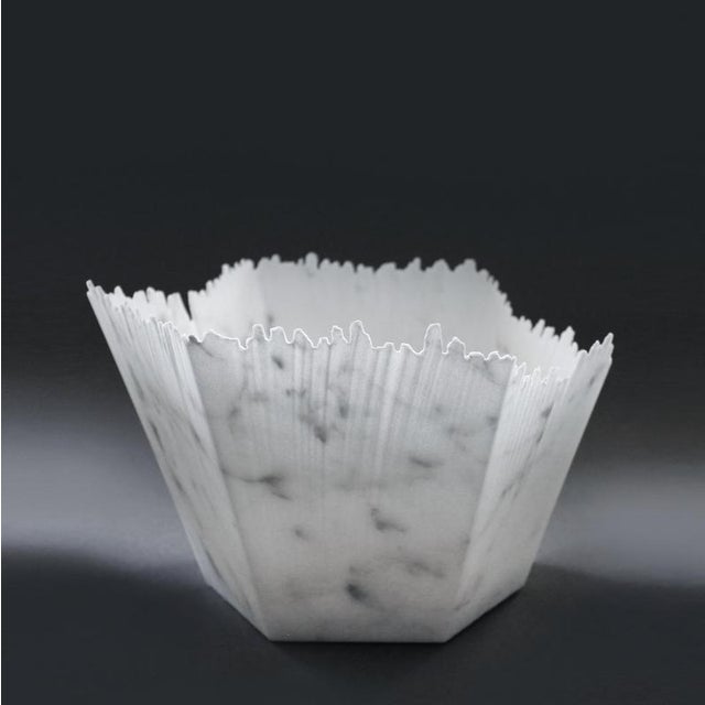 Drap C Hexagonal Decorative Bowl in White Carrara Marble by Bufalini Marmi For Sale - Image 17 of 18