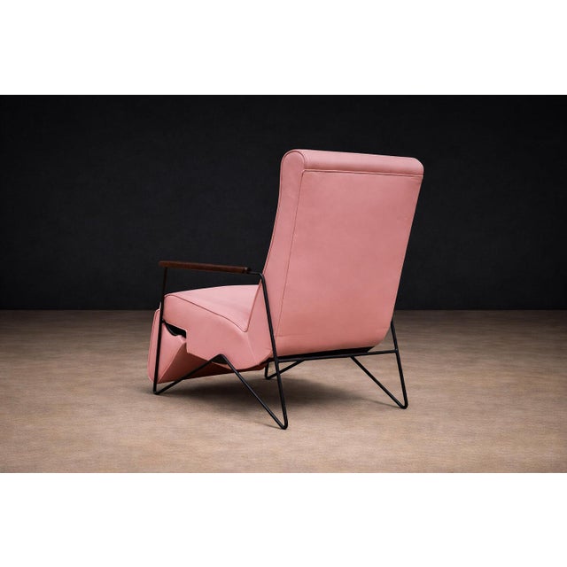 Brazilian Modern Reclining Chair in Metal, Hardwood & Leather, Ernesto Hauner, 1960s For Sale - Image 13 of 15