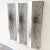 Incredible postmodern three piece wall art. Each piece is comprised of wood in the shape of a triangle. Displays and green...