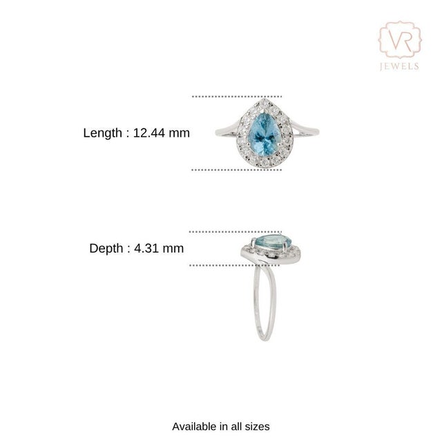 Art Deco 14k White Gold 1 Ct Aquamarine and Diamond Halo Cocktail Ring Size 4 For Sale - Image 11 of 16