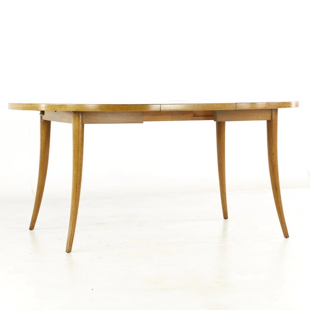 Harvey Probber Mid Century Saber Leg Bleached Mahogany Extension Dining Table With 1 Leaf For Sale - Image 11 of 11