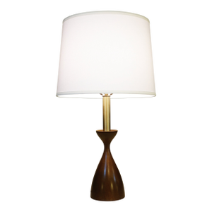 Laurel Mid Century Modern Turned Walnut Carafe Table Lamp 1960's Enro Saarinen