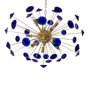Contemporary Murano Glass Sputnik Blue Italian Handmade Chandelier