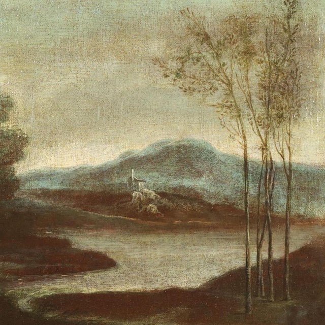North Italian School Artist, Landscape with Figures, 1700s, Oil on Canvas, Framed For Sale - Image 5 of 10
