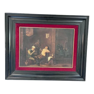 Late 19th Century Spanish Museum Copy After David Teniers the Younger – Tavern Interior Oil on Canvas, Prado Provenance For Sale