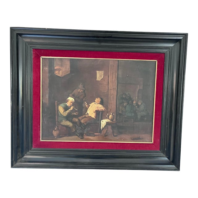 Late 19th Century Spanish Museum Copy After David Teniers the Younger – Tavern Interior Oil on Canvas, Prado Provenance For Sale