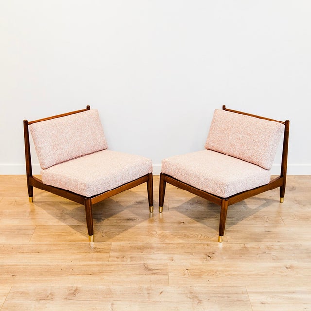 Fully Restored 1960s Scandinavian Slipper Chairs in Beech & Brass Attributed to Dux For Sale - Image 13 of 13