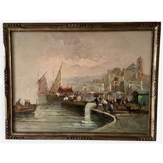 Italian Port, 1800s, Oil on Canvas For Sale - Image 12 of 12