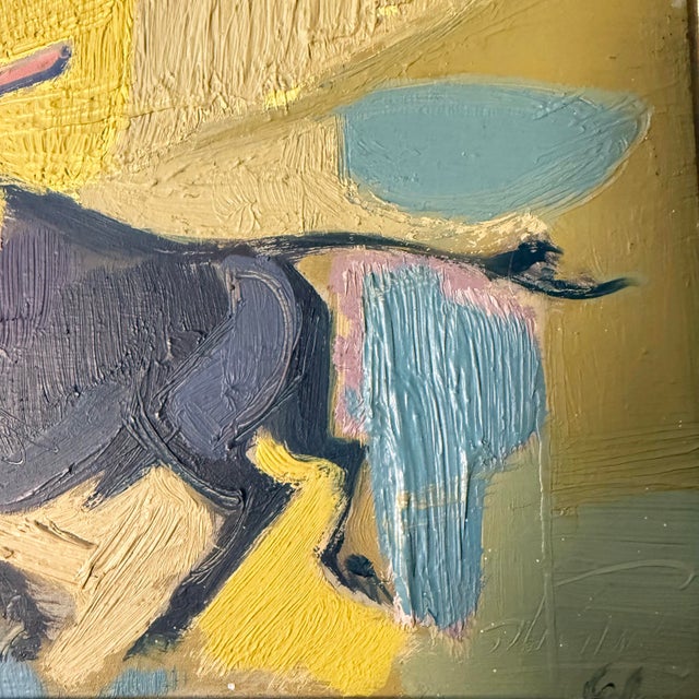 Petite Mid Century Abstract Bull Fighting Painting For Sale - Image 4 of 8