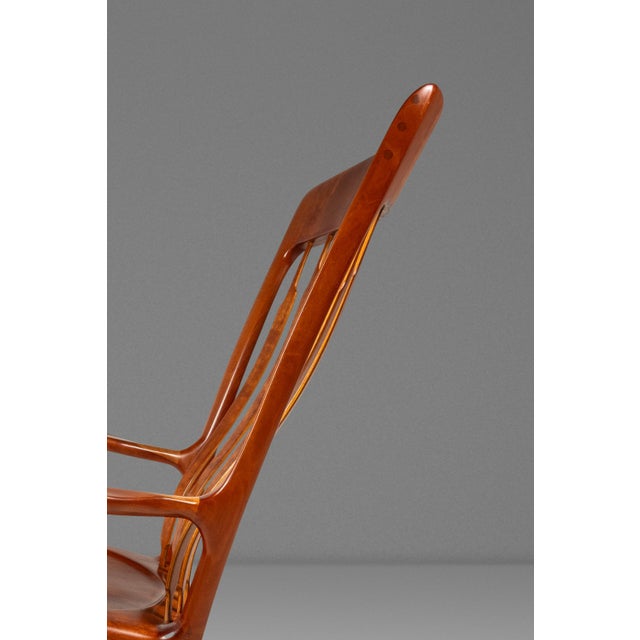 Studio Craft Sculptural Rocking Chair in Solid Cherry Wood Attributed to Hal Taylor After Sam Maloof and James Krenov, Usa, C. 1980's For Sale - Image 13 of 18