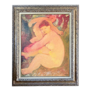 1960s Maurice Savin Les Baigneuses Framed Oil Painting