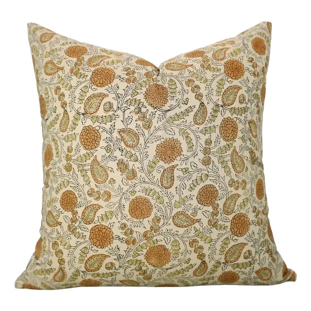 Fabdivine Handmade Block Printed Cushion Cover 24x24 Inch Cotton Satin-Gopi For Sale