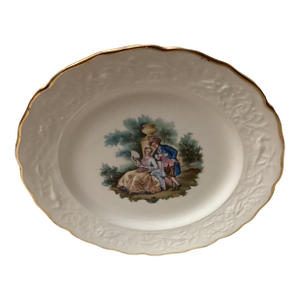 Mid Century European Porcelain Decorative Plate With 22 Karat Gold Trim
