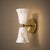 Contemporary Contemporary Brass & Natural Alabaster Double Wall Sconces, Bathroom Vanity & Bedroom Lighting - Set of 2 For Sale - Image 3 of 7