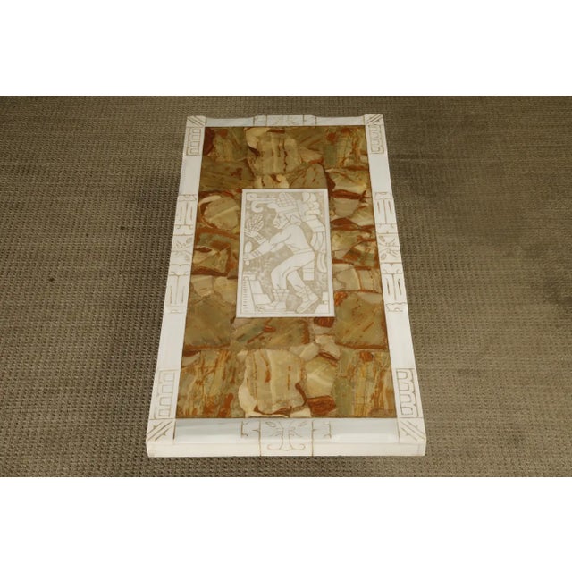 Vintage Italian Tessellated Onyx Coffee Table With Etched Stone Inset, 1970s For Sale - Image 18 of 18