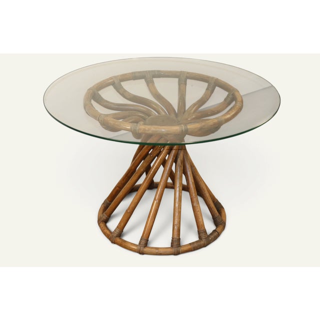 Mid-Century Modern Bamboo and Glass Table by Bernard Govin for Eguizier, 1970s For Sale - Image 3 of 18