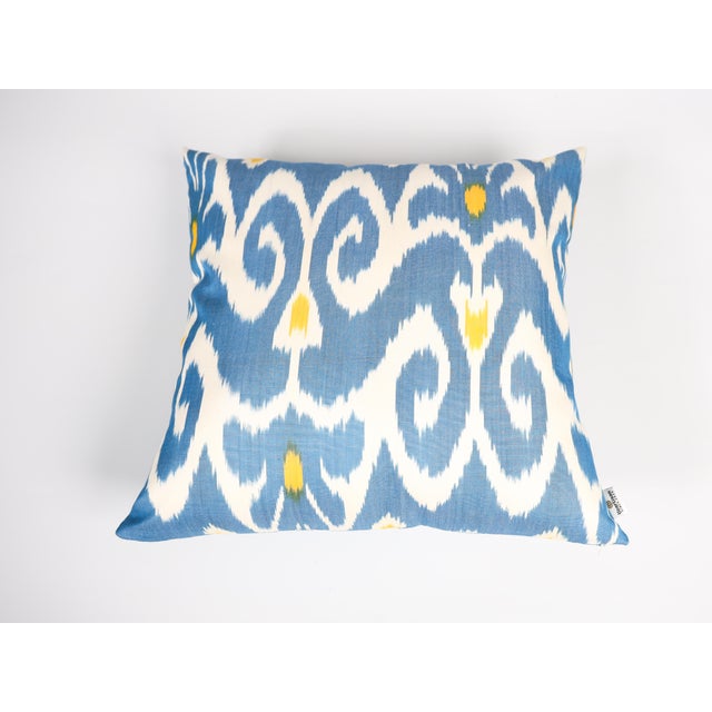 Textile Blue Ikat Pillow Cover for Sale For Sale - Image 7 of 8
