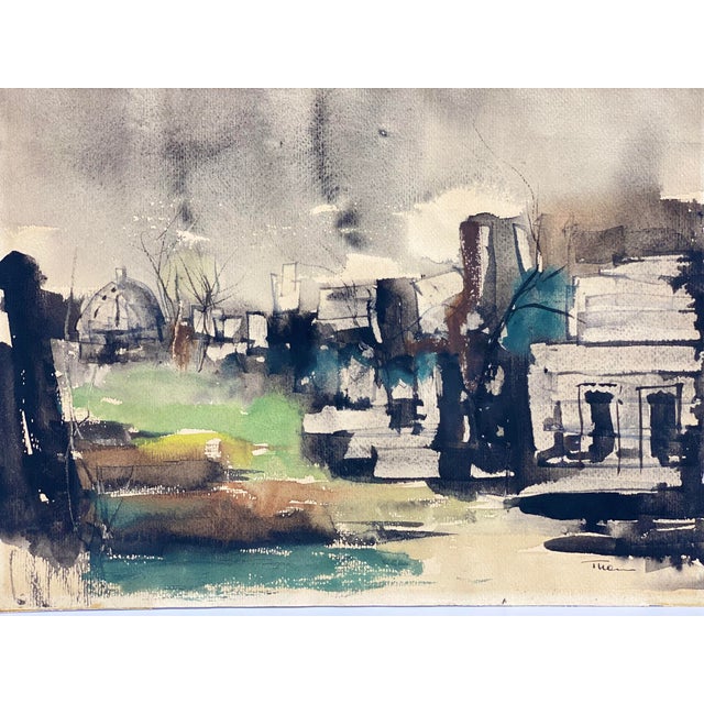 Watercolor and ink wash on paper by artist, William Thon (1906-2000). Entitled Roman Sketch. Thon had spent a good portion...