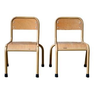 Vintage Beige Tubular Nursery School Chair, 1960s For Sale