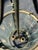 1950s 3-Light Brass & Belved Glass Cylinder Foyer Chandelier / Lantern For Sale - Image 4 of 12