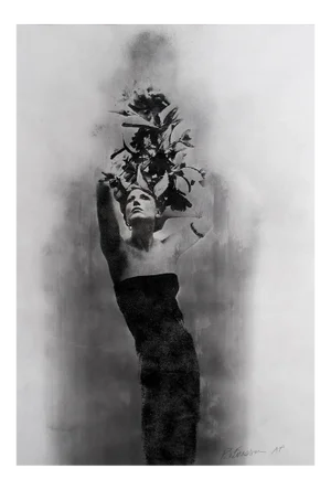 Ele, Mixed Media Silk Screen Print on Paper, Female Portrait, 2012