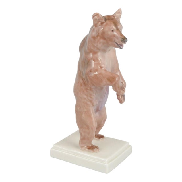 Vintage Porcelain Figure of Standing Brown Bear by Erich Hösel for Meissen For Sale