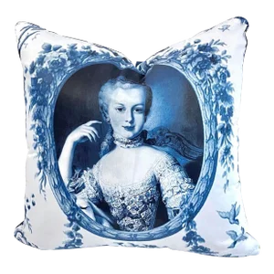 Vintage Marie AntoinetteToile Portrait Pillow