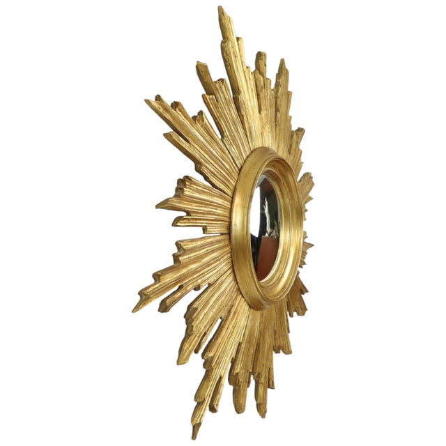 Mid-Century Modern Deknudt Sunburst Sun Mirror in Gilded Wood, 1960s For Sale - Image 3 of 18