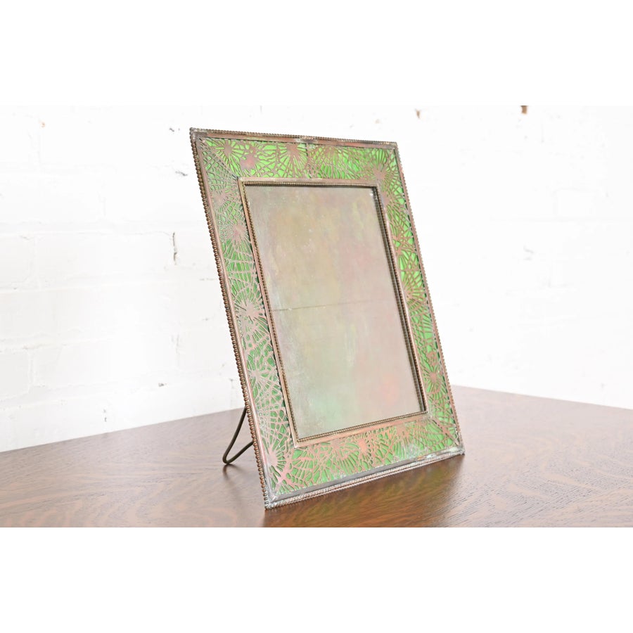 Tiffany Studios New York Pine Needle Bronze and Green Slag Glass