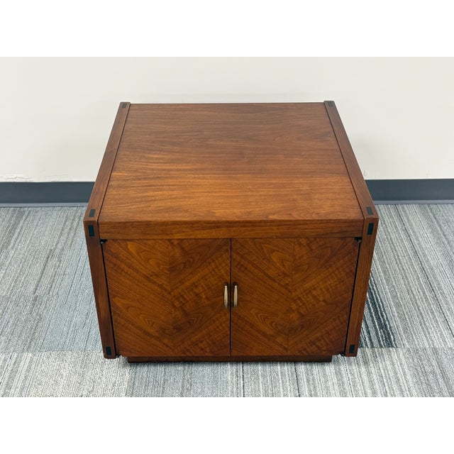 Brown Lane Mid-Century Modern Walnut Side Table Cabinet For Sale - Image 8 of 11