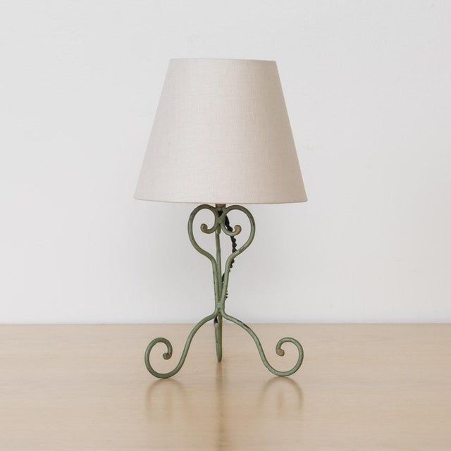French 1940s French Painted Iron Scroll Lamp For Sale - Image 3 of 13