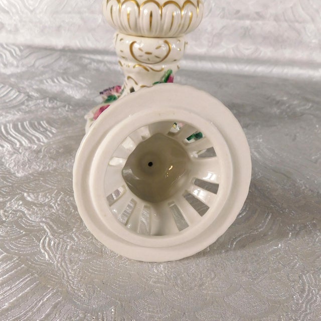 Dresden Footed Bowl With Angels and Three Dimensional Flowers For Sale - Image 16 of 18