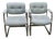 Modern Chrome Cantilever Armchairs With Gray Tufted Upholstery a Pair For Sale