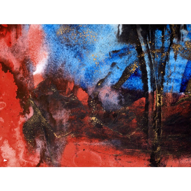 Abstract Expressionism Flecks of Gold - Abstract Composition in Acrylic on Paper by Ricardo De Silva For Sale - Image 3 of 8