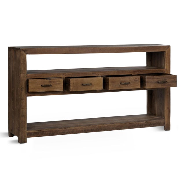 2020s Reclaimed Wood Shelf & Drawer Console Table For Sale - Image 5 of 7