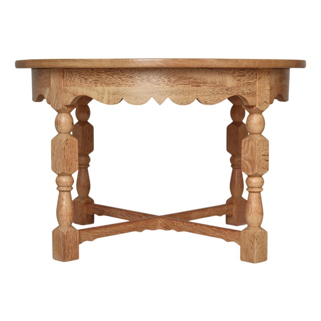 Round Side Table in Quartersawn Oak by Henry Kjærnulf, Denmark, 1960s For Sale