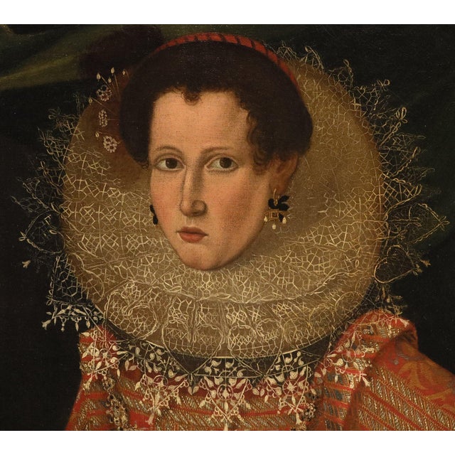 Workshop of Alonso Sanchez Coello, Portrait of a Noblewoman, 17th Century, Oil Painting on Canvas For Sale - Image 13 of 16