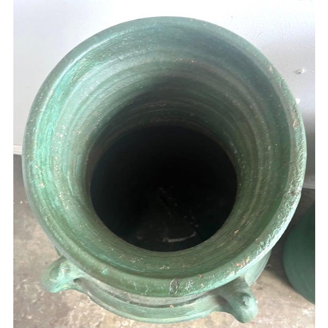 Ceramic Distressed Italian Ceramic Urns, Glazed Finish, 1930s Roman Style For Sale - Image 7 of 17