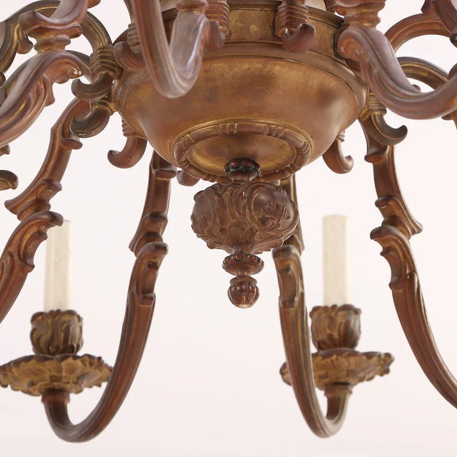 Early 20th Century 1910 French Baroque Style Twelve-Arm Bronze Chandelier For Sale - Image 5 of 5